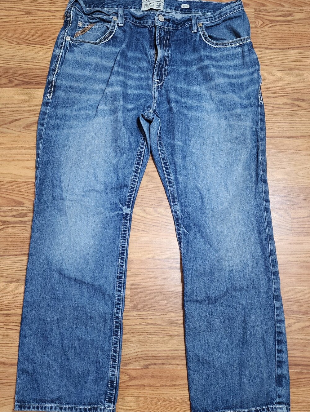 Ariat M4 Jeans Mens 42x34 Relaxed Boot Cut Blue Denim Western Cowboy 100% Cotton